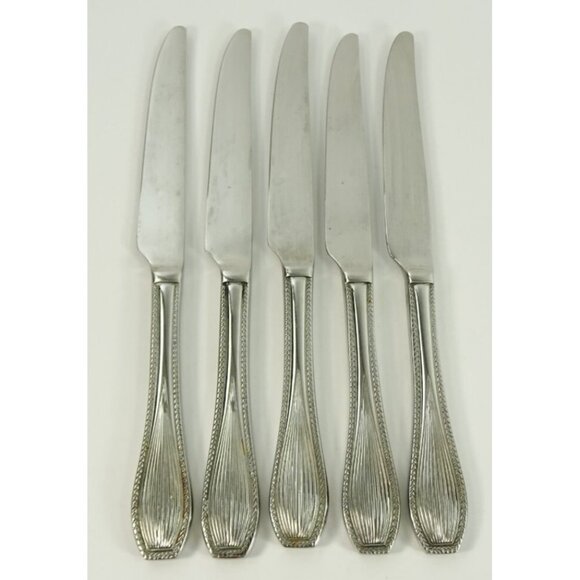 RL Ralph Lauren Bradley Stainless Dinner Knife Lot of 5 Knives Ribbed Curved - Picture 5 of 6